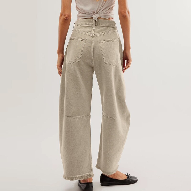 Női táskás, széles szárú nadrágok farmernadrág hordó barát Vágott szegélyű farmernadrág 2000-es évek japán stílusú Y2k női ruházat 2024