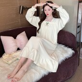 Πιτζάμες 5XL Plus Size Velvet Loose Γυναικείες φθινοπωρινές και χειμερινές μακρυμάνικο φόρεμα σπιτιού Κορεάτικα γλυκά σαλονάκια που μπορούν να φορεθούν έξω