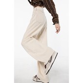 Bézs Női Farmer Magas derekú Vintage egyenes táskás farmer nadrág Streetwear stílus amerikai divat női széles szárú farmer nadrág