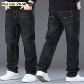 Nyújtott farmer Férfi 150 kg Nagy méretű 50 48 46 Férfi tavaszi őszi klasszikus bő elasztikus egyenes nadrág széles szárú nagy munkanadrág