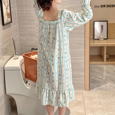 Női Pamut Hálóing Nagy M-5XL Éjszakai ruha Éjszakai ruha Pizsama Hálóruha Hosszú ujjú Hálóruha Éjszakai viselet Otthoni ruhák