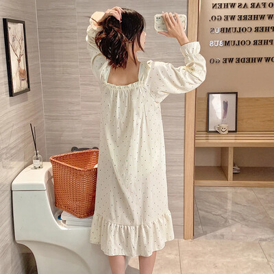 Női Pamut Hálóing Nagy M-5XL Éjszakai ruha Éjszakai ruha Pizsama Hálóruha Hosszú ujjú Hálóruha Éjszakai viselet Otthoni ruhák