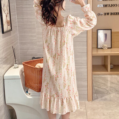 Női Pamut Hálóing Nagy M-5XL Éjszakai ruha Éjszakai ruha Pizsama Hálóruha Hosszú ujjú Hálóruha Éjszakai viselet Otthoni ruhák