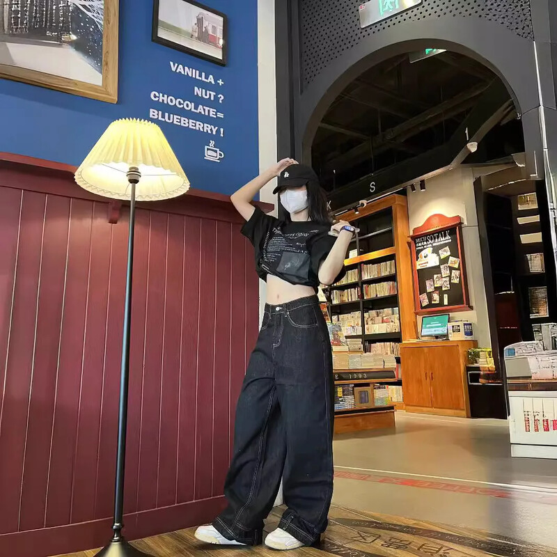 Hanbao americké štýlové nohavice pre mužov a ženy, vintage obojstranné džínsy, párové nohavice, streetwear móda