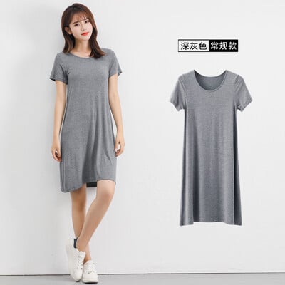 2023 nyár Nagy méretű hálóing női hálóing puha modál pamut hálóing női rövid ujjú O-nyakú galléros otthoni alvó ruha