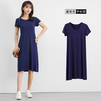 2023 nyár Nagy méretű hálóing női hálóing puha modál pamut hálóing női rövid ujjú O-nyakú galléros otthoni alvó ruha