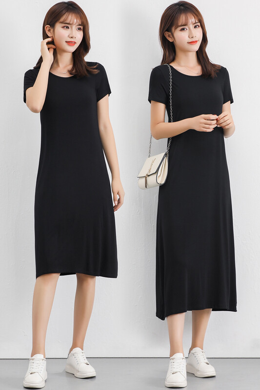 2023 nyár Nagy méretű hálóing női hálóing puha modál pamut hálóing női rövid ujjú O-nyakú galléros otthoni alvó ruha