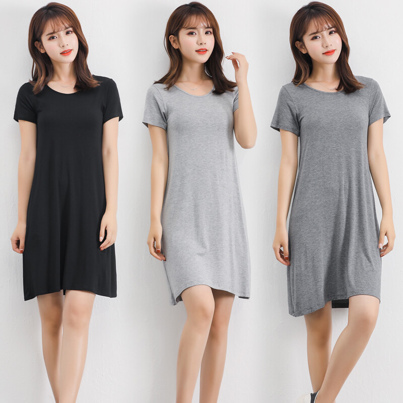2023 nyár Nagy méretű hálóing női hálóing puha modál pamut hálóing női rövid ujjú O-nyakú galléros otthoni alvó ruha
