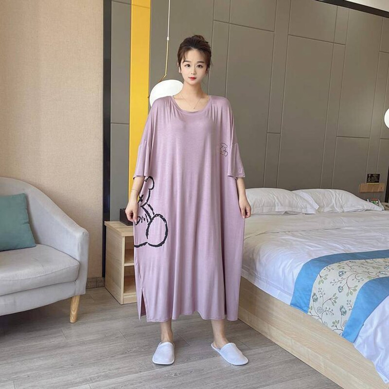 Plus Size 5XL 150KG Rochie de noapte Lenjerie de noapte cu mânecă scurtă Cămașă de noapte Femei Rochii de dormit Cămăși de noapte supradimensionate