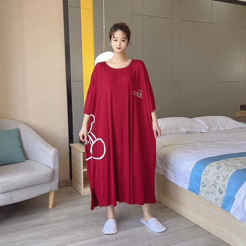 Plus Size 5XL 150KG Rochie de noapte Lenjerie de noapte cu mânecă scurtă Cămașă de noapte Femei Rochii de dormit Cămăși de noapte supradimensionate