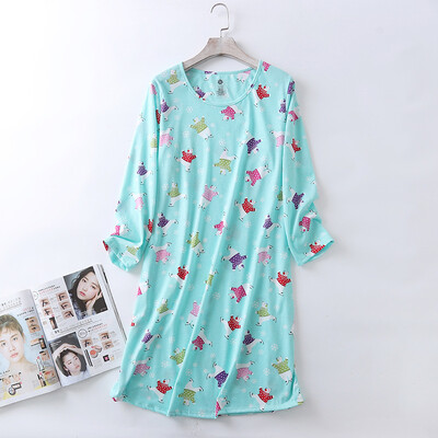 Ανοιξιάτικο Καλοκαίρι Γυναικείο Casual Νυχτερινό Φόρεμα 100% Βαμβακερό Νυχτικό Γυναικείο Lounge μακρύ υπνοδαπό Φορέματα Vestidos feminino