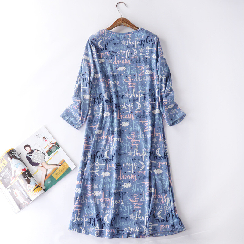 Ανοιξιάτικο Καλοκαίρι Γυναικείο Casual Νυχτερινό Φόρεμα 100% Βαμβακερό Νυχτικό Γυναικείο Lounge μακρύ υπνοδαπό Φορέματα Vestidos feminino