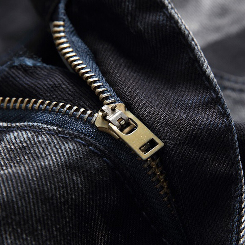 Europski i američki traper traperice Muške motociklističke hlače Regular kroja Ravne nogavice Trendovski dizajn Visokokvalitetne hlače velikih veličina