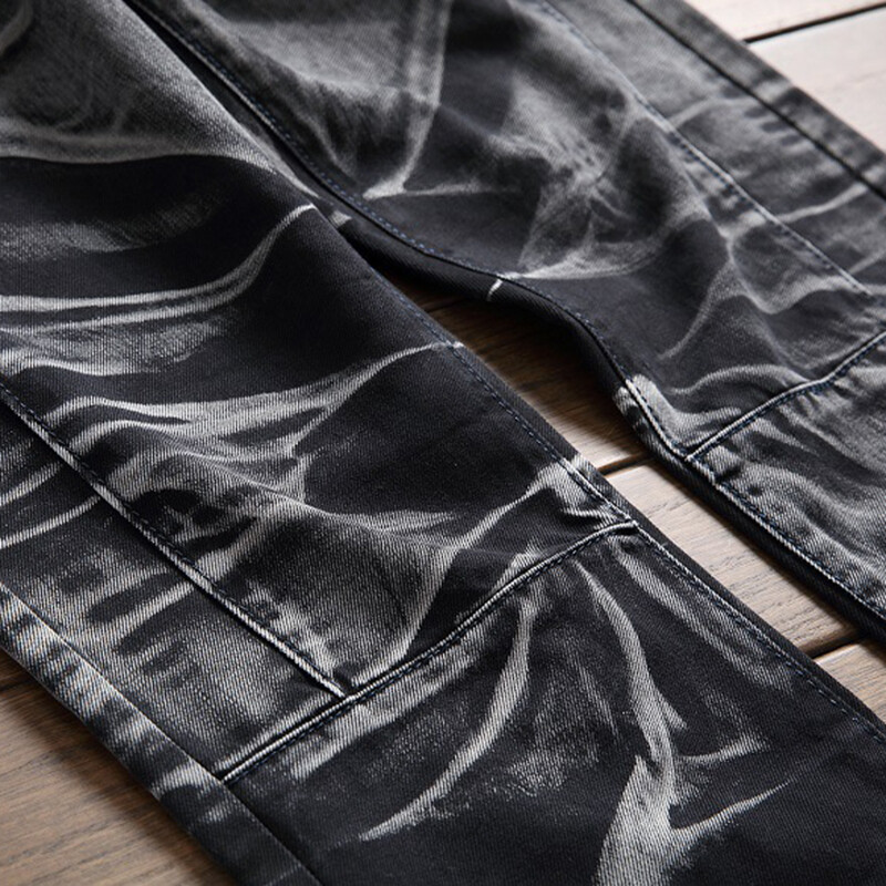 Europski i američki traper traperice Muške motociklističke hlače Regular kroja Ravne nogavice Trendovski dizajn Visokokvalitetne hlače velikih veličina