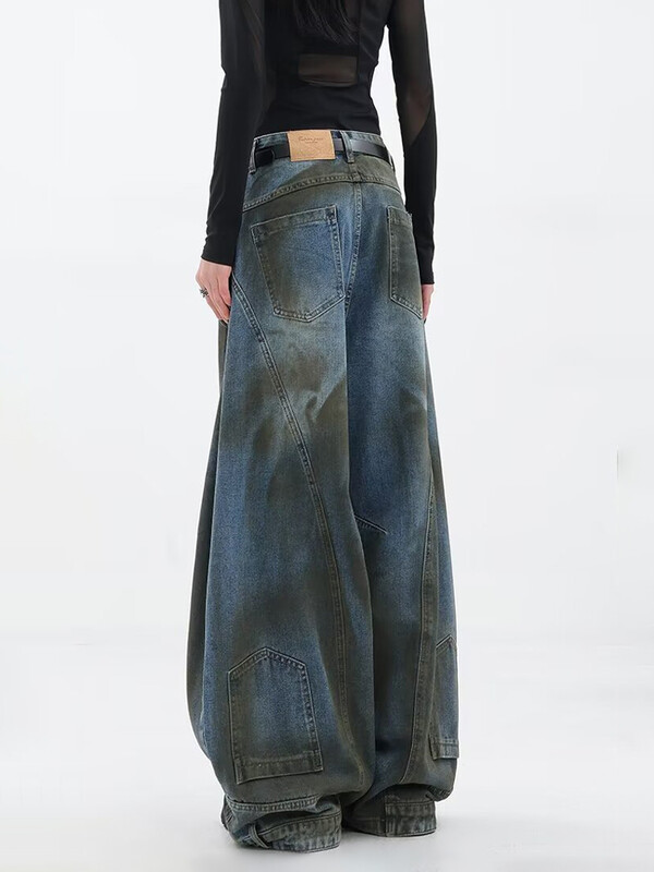 HOUZHOU Hip Hop Ripped Jeans Dámske High Street Dámske Zúfalé Denim Široké Nohavice Ležérne Nohavice Vintage Streetwear Voľné