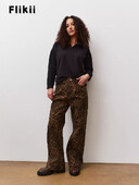 Dámske vintage leopardie džínsy z 90. rokov, vrecovité, sexi dievčenské, voľné ležérne nohavice s vysokým pásom a rovnými nohavicami, streetwear, 2024