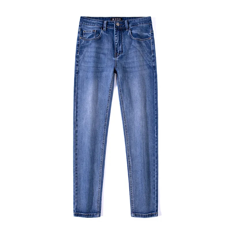 Prémiové ľahké pánske džínsy, ležérny slim fit, elastické nohavice so stredným pásom, obtiahnuté boky, vysoko kvalitné, prateľné, tmavé odtiene
