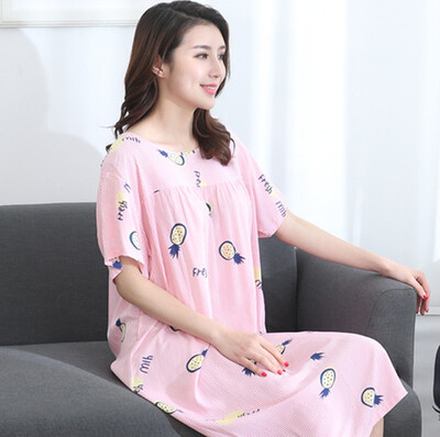 New Home Rochie Big Yards L-5XL Cămașă de noapte din bumbac pentru femei Rochie de somn florală Cămașă de somn cu mânecă scurtă Cămașă de noapte Lenjerie de noapte sexy