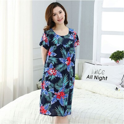 New Home Rochie Big Yards L-5XL Cămașă de noapte din bumbac pentru femei Rochie de somn florală Cămașă de somn cu mânecă scurtă Cămașă de noapte Lenjerie de noapte sexy