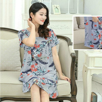 New Home Rochie Big Yards L-5XL Cămașă de noapte din bumbac pentru femei Rochie de somn florală Cămașă de somn cu mânecă scurtă Cămașă de noapte Lenjerie de noapte sexy