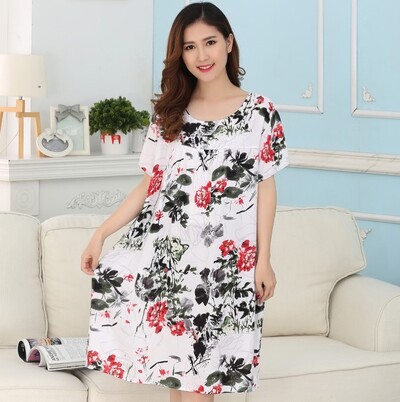 New Home Rochie Big Yards L-5XL Cămașă de noapte din bumbac pentru femei Rochie de somn florală Cămașă de somn cu mânecă scurtă Cămașă de noapte Lenjerie de noapte sexy