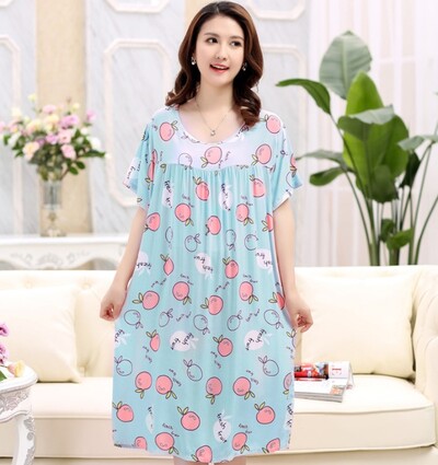 New Home Rochie Big Yards L-5XL Cămașă de noapte din bumbac pentru femei Rochie de somn florală Cămașă de somn cu mânecă scurtă Cămașă de noapte Lenjerie de noapte sexy