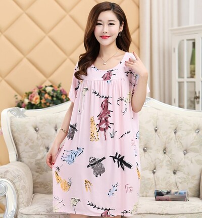 New Home Rochie Big Yards L-5XL Cămașă de noapte din bumbac pentru femei Rochie de somn florală Cămașă de somn cu mânecă scurtă Cămașă de noapte Lenjerie de noapte sexy