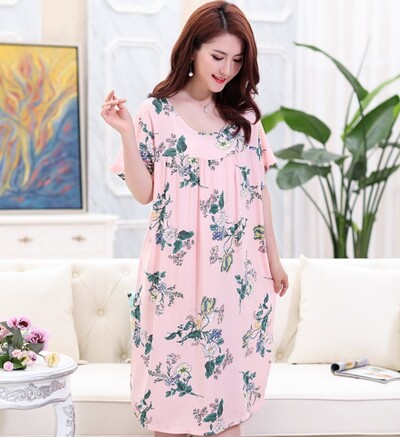 New Home Rochie Big Yards L-5XL Cămașă de noapte din bumbac pentru femei Rochie de somn florală Cămașă de somn cu mânecă scurtă Cămașă de noapte Lenjerie de noapte sexy