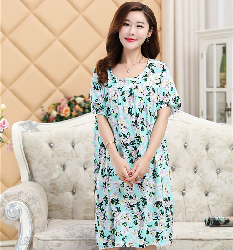 New Home Rochie Big Yards L-5XL Cămașă de noapte din bumbac pentru femei Rochie de somn florală Cămașă de somn cu mânecă scurtă Cămașă de noapte Lenjerie de noapte sexy