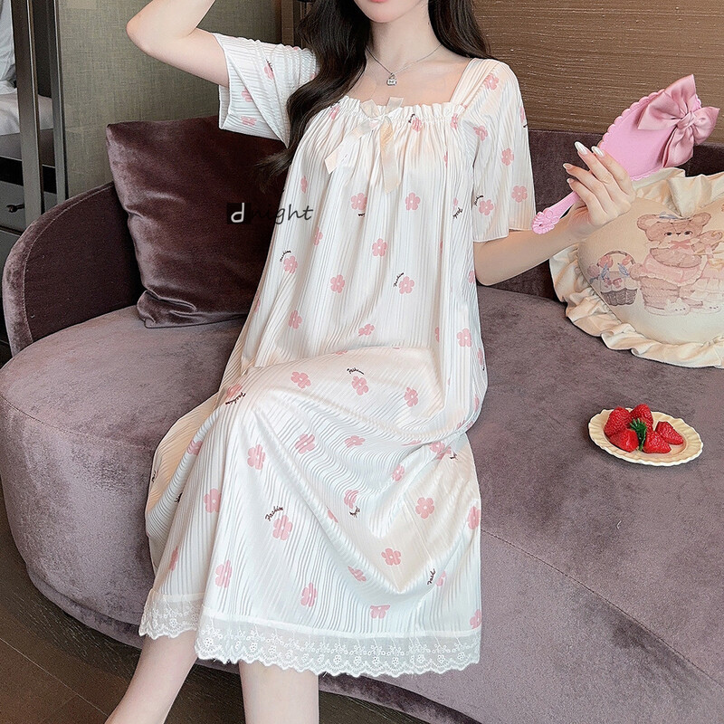 Cămașă de noapte din bumbac Rochie de noapte Femei Plus Size 5XL Lenjerie de noapte Cămașă de noapte de vară Îmbrăcăminte pentru acasă Lenjerie de noapte Rochii cu mânecă scurtă