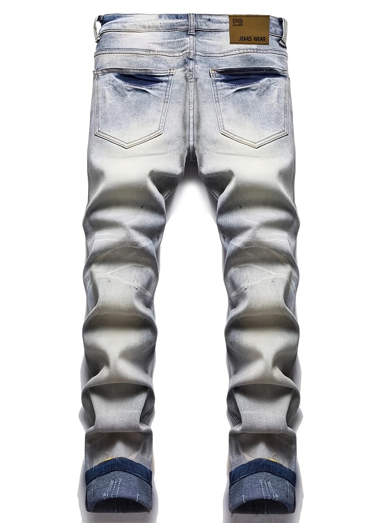 Nové džínsy v štýle zahraničného obchodu, pánske džínsy s punkovým vzorom, slim fit, graffiti vzorom, hip hop, streetwear