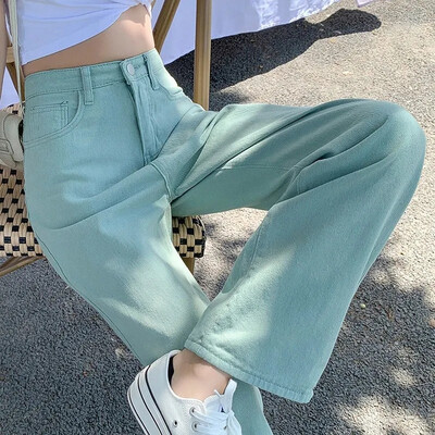 2023 10 színes farmer Női tavaszi nyár farmer egyenes nadrág Női divat alkalmi nadrág Rózsaszín Sárga Zöld Barna Khaki Farmer