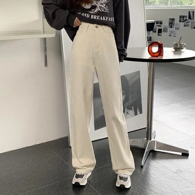 2023 10 színes farmer Női tavaszi nyár farmer egyenes nadrág Női divat alkalmi nadrág Rózsaszín Sárga Zöld Barna Khaki Farmer