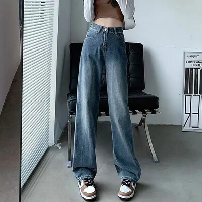 2023 10 színes farmer Női tavaszi nyár farmer egyenes nadrág Női divat alkalmi nadrág Rózsaszín Sárga Zöld Barna Khaki Farmer