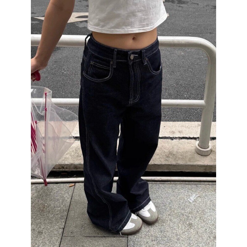 Deeptown Oversize Vintage Jeans Retro Baggy Y2k Harajuku Denim Nohavice Americká Streetwear Móda Široké nohavice Nohavice Výšivka