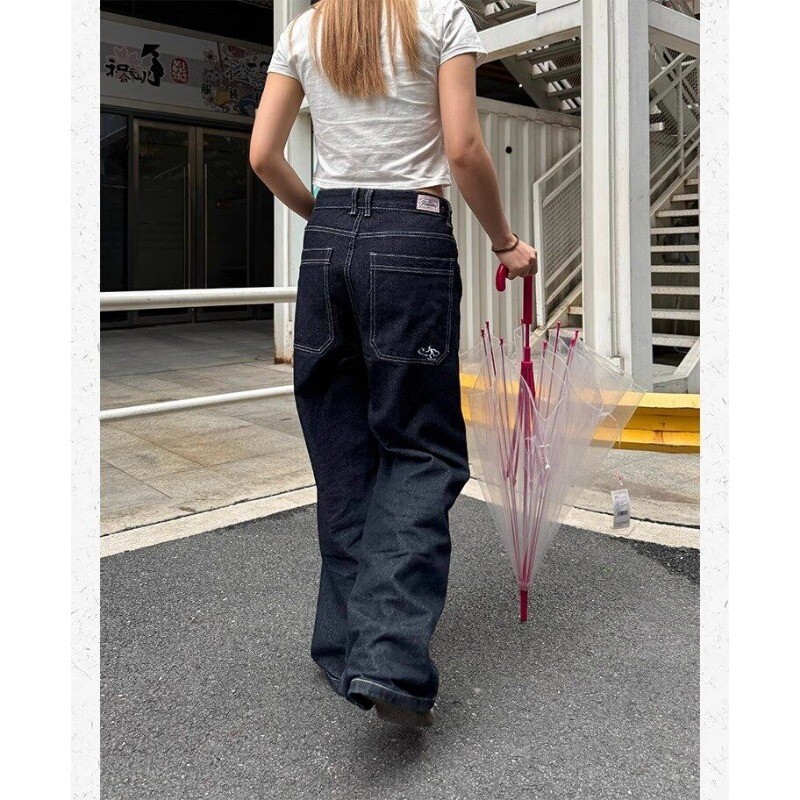 Deeptown Oversize Vintage Jeans Retro Baggy Y2k Harajuku Denim Nohavice Americká Streetwear Móda Široké nohavice Nohavice Výšivka