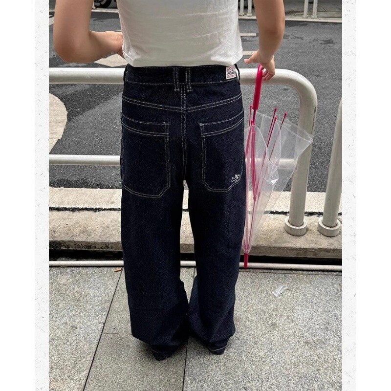 Deeptown Oversize Vintage Jeans Retro Baggy Y2k Harajuku Denim Nohavice Americká Streetwear Móda Široké nohavice Nohavice Výšivka