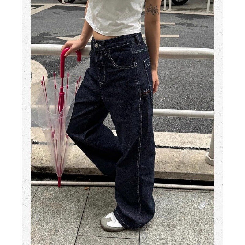Deeptown Oversize Vintage Jeans Retro Baggy Y2k Harajuku Denim Nohavice Americká Streetwear Móda Široké nohavice Nohavice Výšivka