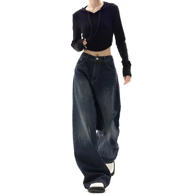 Y2K Vintage magas derekú Harajuku laza farmer nadrág koreai divat női grunge széles szárú túlméretezett farmer nadrág női ruhák