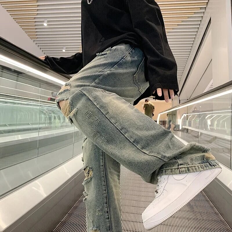 Vasaras ielas stila retro plats gadījuma raksturs, taisnas kājstarpes garās bikses vīriešiem sievietēm, atpūtai, kokvilnas materiāls, moderns, šaurs piegriezums