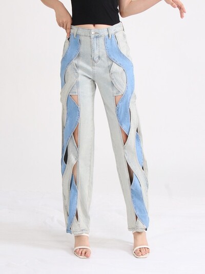 TWOTWINSTYLE blugi încrucișați pentru femei cu talie înaltă scobiți în bloc de culoare, pantaloni șic de toamnă, îmbrăcăminte de modă pentru femei, 2023, nou