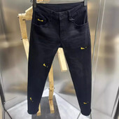 Trendy vintage čierne strečové slim fit džínsy nový štýl mladistvých malých rozmerov s nižším pásom pre mužov, cezhraničné skladom