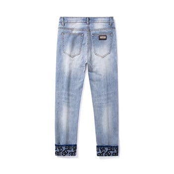 Dg European Style Light Blue Strechy Jeans για Άντρες Casual Fashion Slim Fit Τζιν παντελόνι κανονικό μήκος Πλάτος ποδιού