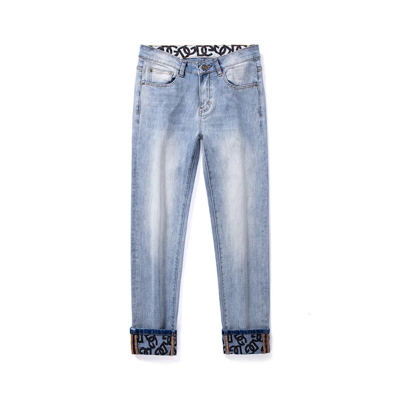 Dg Európai Stílusú Világoskék sztreccs farmernadrág Férfi Alkalmi divat Karcsúsított farmer nadrág Szabályos hosszúságú lábszélesség