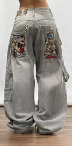 Protejează îmbrăcămintea de stradă, blugi hip hop Y2K, pantaloni pentru bărbați, Harajuku, broderii cu litere, blugi largi, blugi vintage, pantaloni lați cu talie înaltă