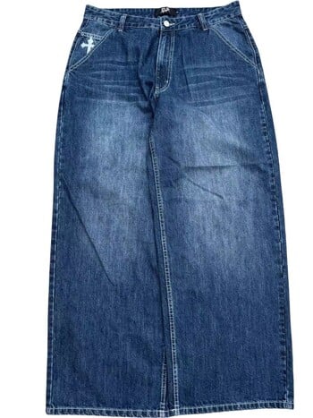 Ευρωπαϊκό και Αμερικάνικο vintage wash do old jeans men Y2k street fashion pocket cross κέντημα παντελόνι φαρδύ παντελόνι πανκ τάσης