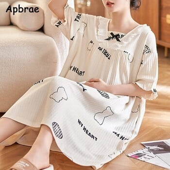 Γυναικείο νυχτικό από βαμβάκι Princess Style Summer Kawaii Rabbit Nightgown Sleepshirts για κορίτσια Κοντομάνικα γυναικεία νυχτικά