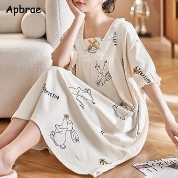 Γυναικείο νυχτικό από βαμβάκι Princess Style Summer Kawaii Rabbit Nightgown Sleepshirts για κορίτσια Κοντομάνικα γυναικεία νυχτικά