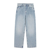 Laxsesu 2024 új női farmer vintage mosott bő cipzáras egyenes farmer nadrág tömör utcai viselet, magas derekú, széles szárú farmernadrág