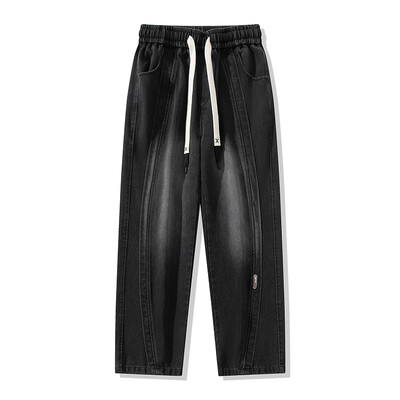 Nauji rudeniniai mėlyni džinsai Vyriški korėjietiški vintažiniai apjuosta juosmuo Džinsinė medvilnė laisvalaikio plačios ilgos kelnės tiesios Baggy džinsas plius dydis 8xl